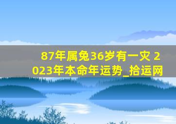 87年属兔36岁有一灾 2023年本命年运势_拾运网